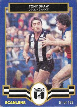 1986 Scanlens VFL #51 Tony Shaw Front